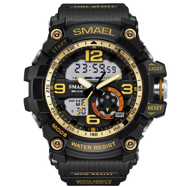SMAEL Men Military Watch 50m Waterproof Wristwatch LED Quartz Clock Male relogios masculino 1617 Digital Sports Watches Men's