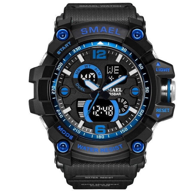 SMAEL Men Military Watch 50m Waterproof Wristwatch LED Quartz Clock Male relogios masculino 1617 Digital Sports Watches Men's