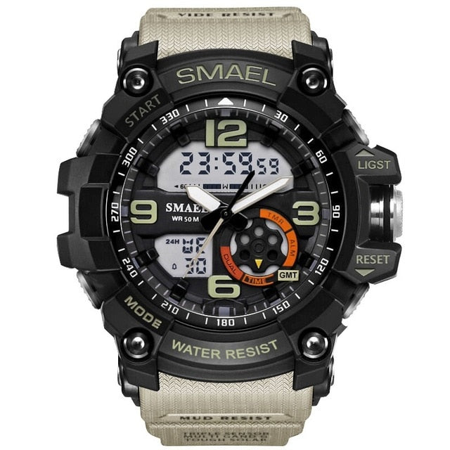 SMAEL Men Military Watch 50m Waterproof Wristwatch LED Quartz Clock Male relogios masculino 1617 Digital Sports Watches Men's