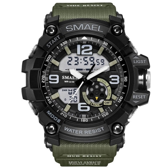 SMAEL Men Military Watch 50m Waterproof Wristwatch LED Quartz Clock Male relogios masculino 1617 Digital Sports Watches Men's