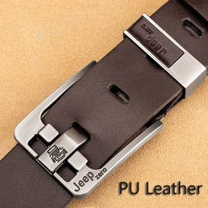 Men PU Genuine Leather Belt Luxury Brand Alloy Metal Pin Buckle Designer Belts Cowskin Strap Male for Jeans Cintos Masculinos