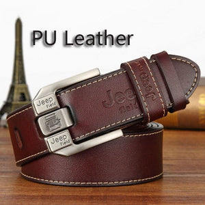 Men PU Genuine Leather Belt Luxury Brand Alloy Metal Pin Buckle Designer Belts Cowskin Strap Male for Jeans Cintos Masculinos